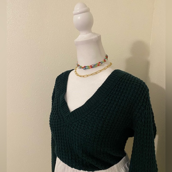 Deep Forest Green Knit Oversized Sweater - Picture 2 of 11